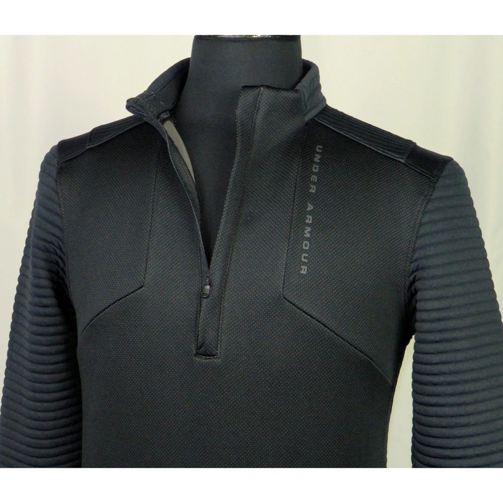Under Armour Cold Gear GOLF Stretch‎ Black 1/4 Zip Athletic Jacket Men's Small - Picture 2 of 7